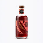 A 200ml bottle of Wild & Wonder Rosehip Spritz liqueur with a red and pink label, gold lettering and wooden cap, with a 2-star Great Taste 2026 award tag on the neck.
